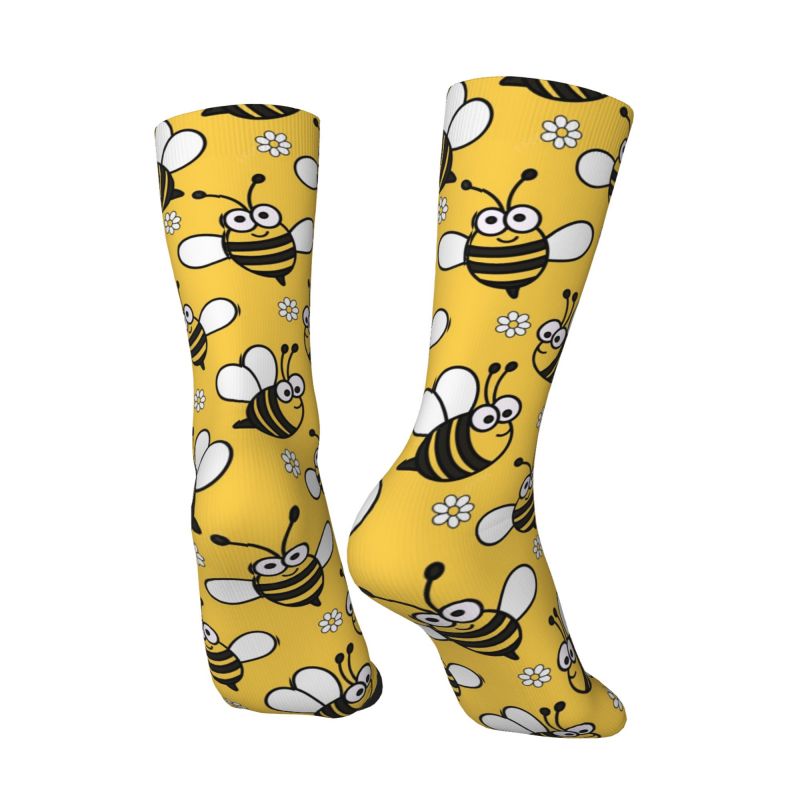 Dress Sock Men - ถุงเท้าลายน้องผึ้งน่ารักแบบกำหนดเอง ถุงเท้าลายน้องผึ้งน่ารักสำหรับผู้ชาย ถุงเท้าลายพิมพ์ 3 มิติ สนุกสนาน