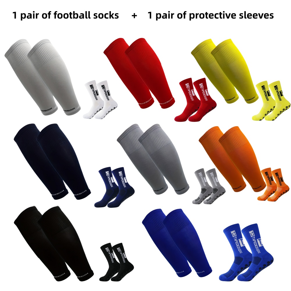 Knee High Sock Women - ถุงเท้าฟุตบอล 1 คู่ + ปลอกป้องกัน 1