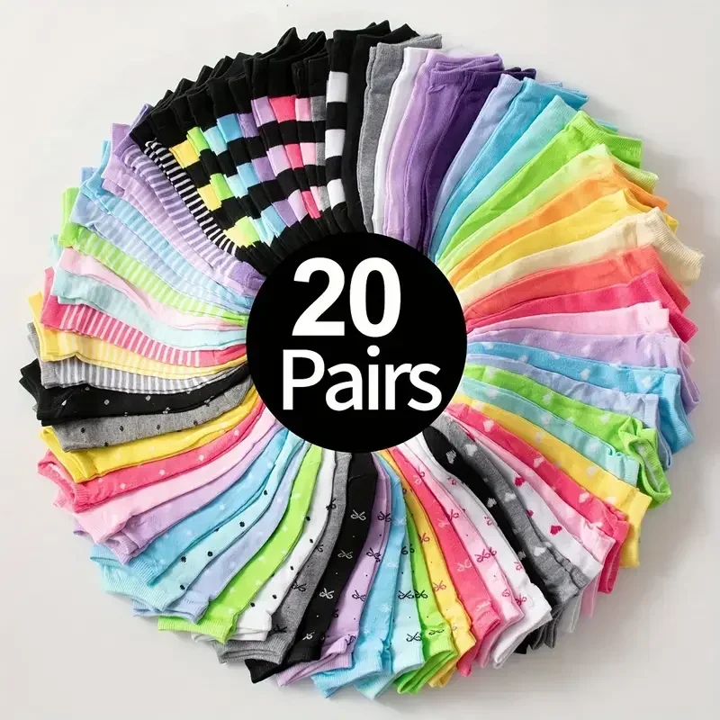 Dress Sock Men - ถุงเท้าลายหัวใจ 10/15/20/30/40 คู่, ถุงเท้าข้อสั้นสีลูกกวาดวันวาเลนไทน์, ถุงน่องและเครื่องประดับผ้าสำหรับผู้หญิง