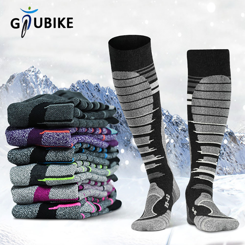 Thermal Sock Winter - ถุงเท้าสกีขนแกะเมอริโน่ GTUBIKE, ถุงเท้าสำหรับอากาศหนาวสำหรับเล่นสโนว์บอร์ด, หิมะ, ฤดูหนาว, ถุงเท้ากันหนาวแบบยาวถึงเข่า,