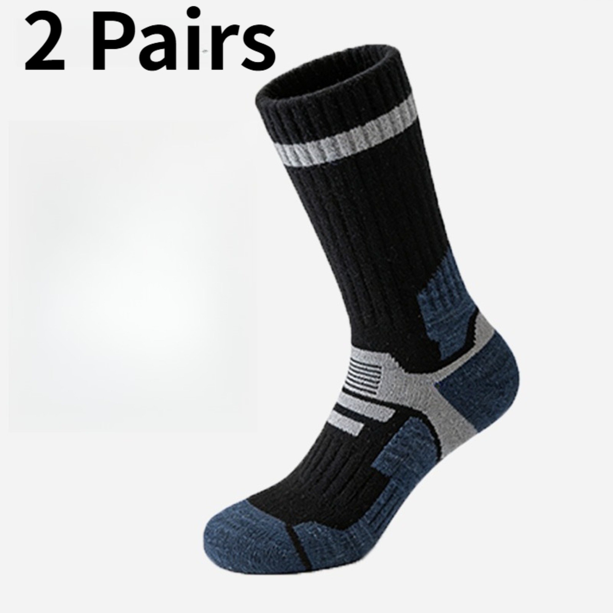 Wool Hiking Sock - 1/2 คู่ถุงเท้าขนแกะเมอริโนสำหรับผู้ชายฤดูหนาวหนา อบอุ่น แห้งเร็ว ถุงเท้าเดินป่า เดินเขา