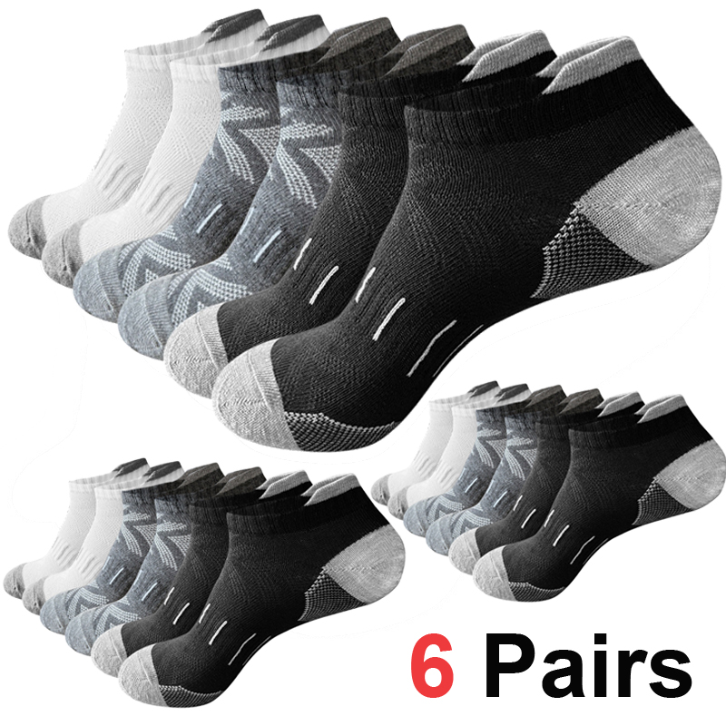 Athletic Sock Cushion - ถุงเท้าข้อสั้นลายลูกศรสำหรับผู้ชาย 6/12 คู่ ระบายอากาศได้ดี ซับเหงื่อ นุ่มสบาย
