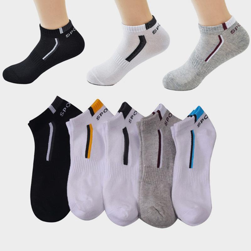 Ankle Sock Low Cut - 2 คู่/ล็อต ถุงเท้าข้อสั้นผู้ชายคุณภาพสูง ระบายอากาศได้ดี ผ้าฝ้ายตาข่ายสำหรับกีฬา ลำลอง
