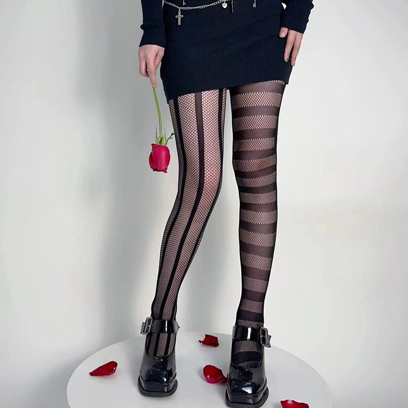 ถุงน่องลายทางแบบไม่สมมาตรสำหรั - Fishnet Stocking Women บทวิจารณ์และราคา