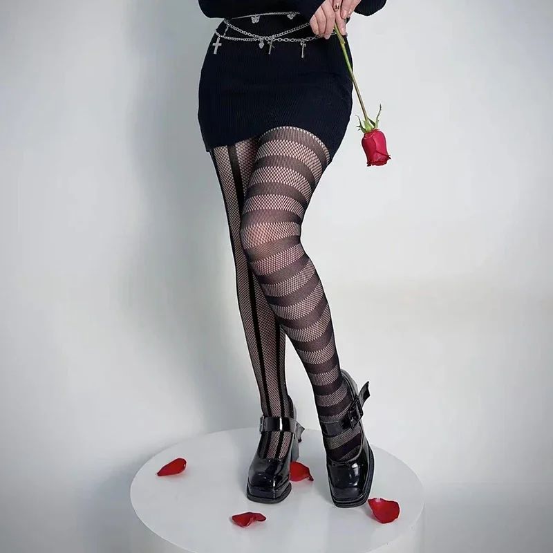 ถุงน่องลายทางแบบไม่สมมาตรสำหรั - Fishnet Stocking Women บทวิจารณ์และราคา