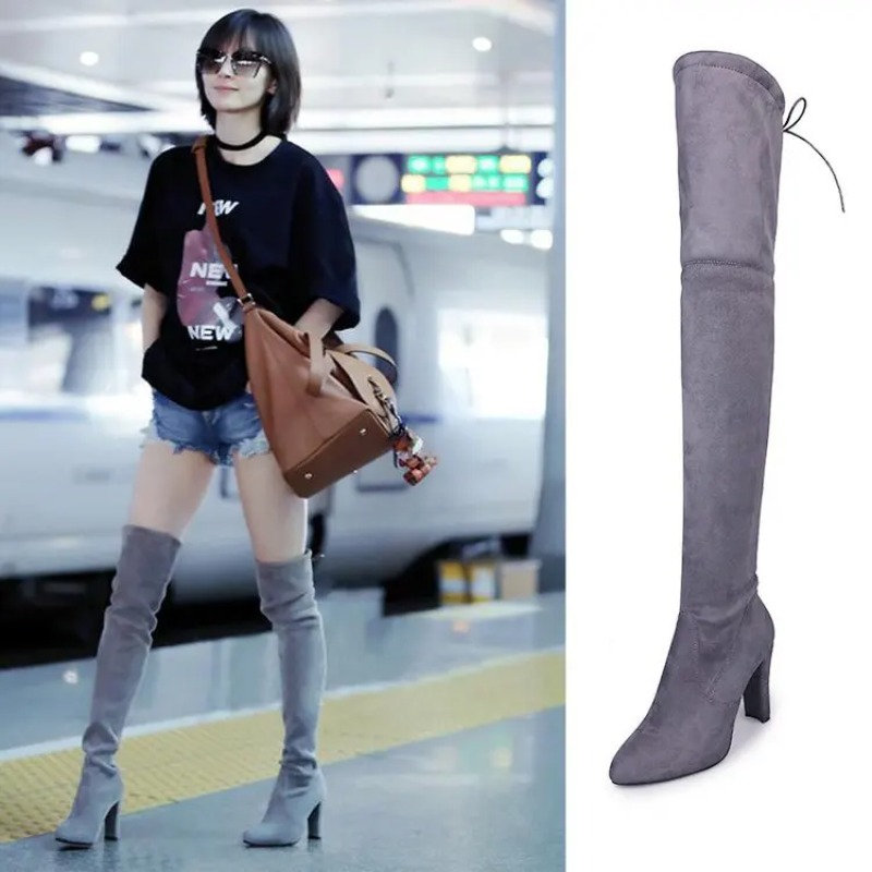 รองเท้าบูทสตรีทรงสูงระดับเข่า  - Knee High Sock Women บทวิจารณ์และราคา