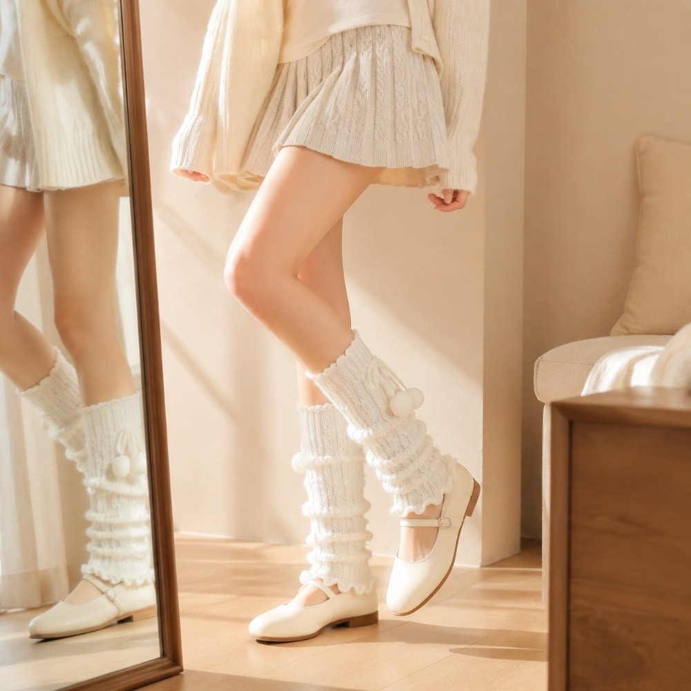ปลอกขาไหมพรมถักลายเคเบิล ขอบระ - Boot Sock Slouchy บทวิจารณ์และราคา