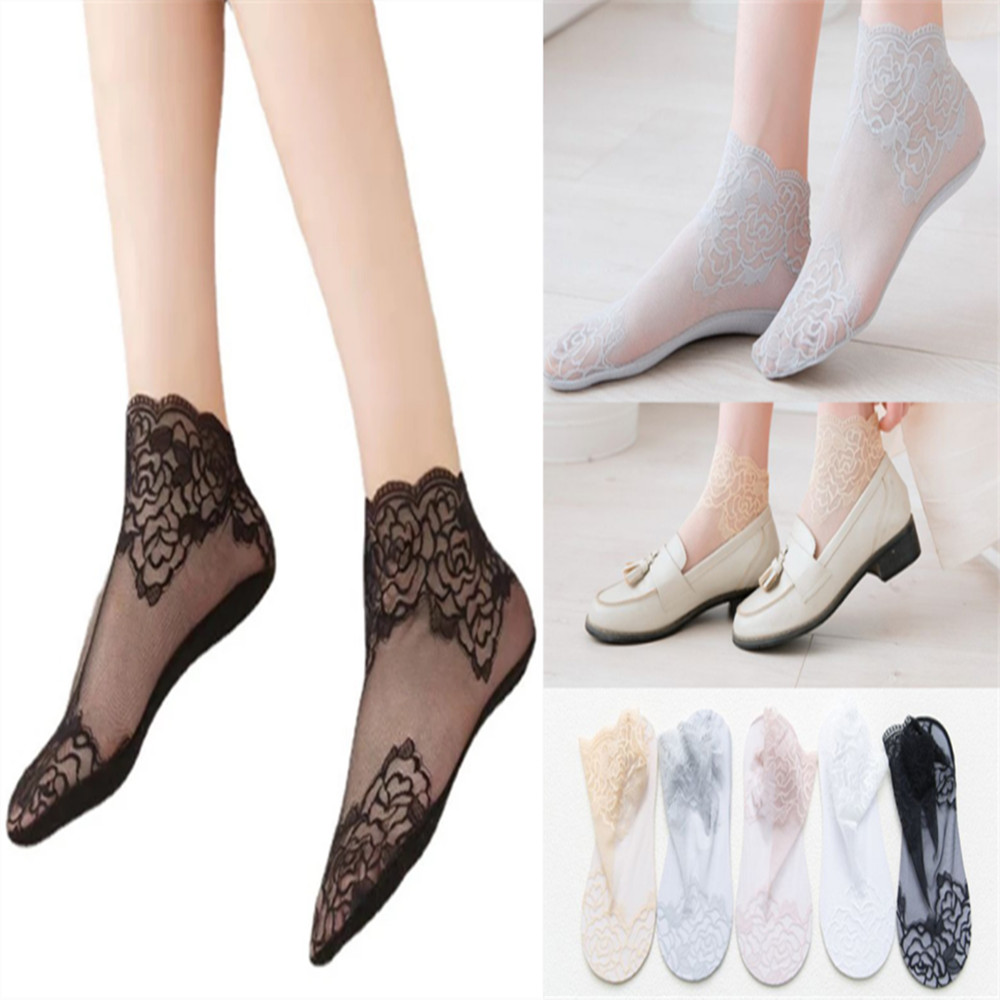 ถุงเท้าผู้หญิงแบบบางลายลูกไม้ก - Invisibility Sock Loafer บทวิจารณ์และราคา