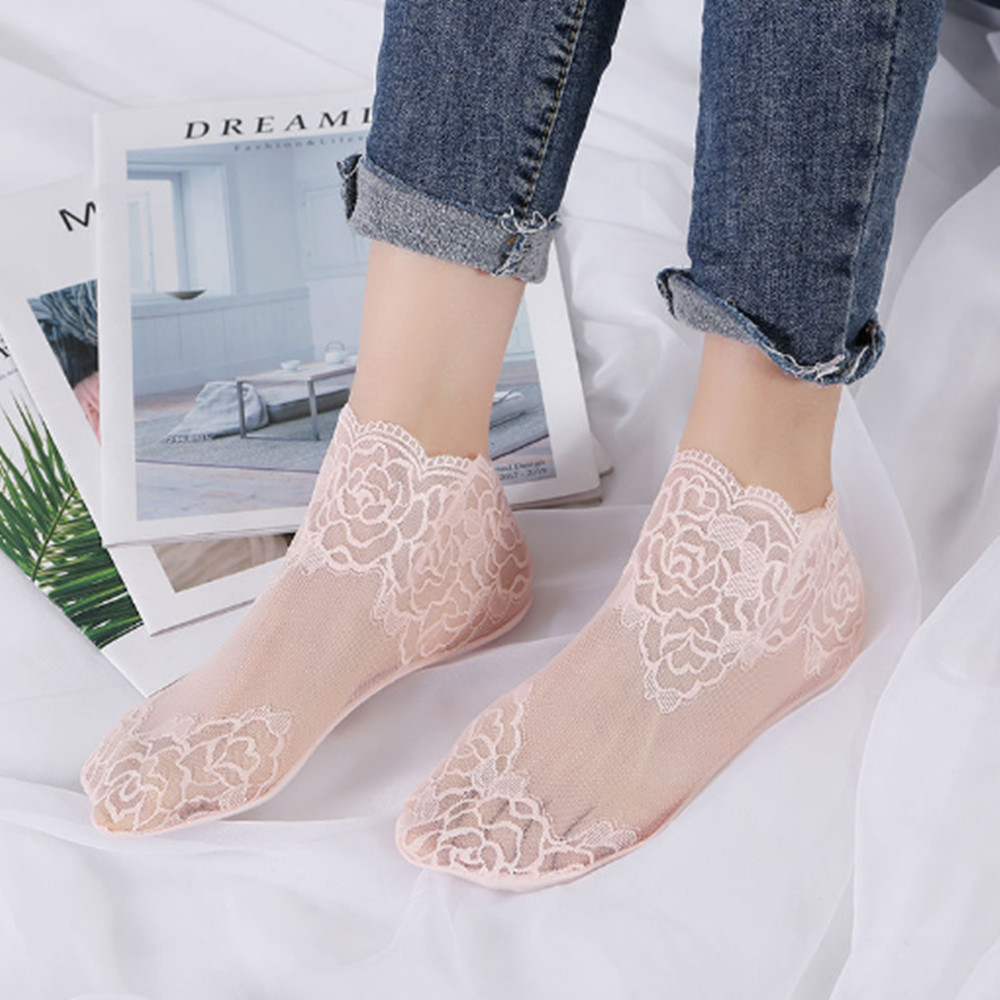 ถุงเท้าผู้หญิงแบบบางลายลูกไม้ก - Invisibility Sock Loafer บทวิจารณ์และราคา