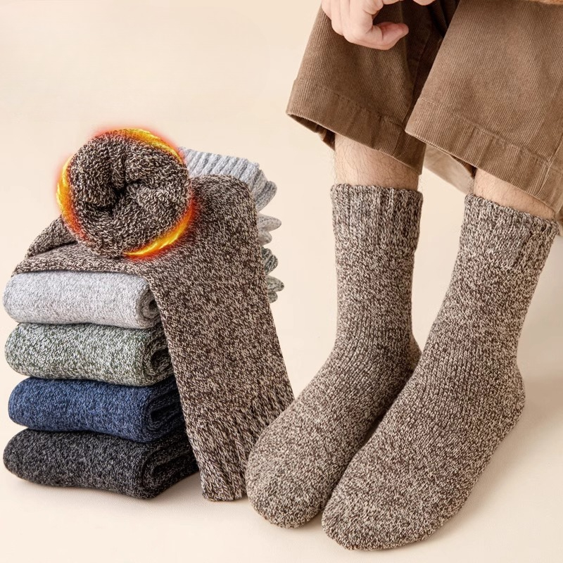 ถุงเท้าผ้าฝ้ายสีพื้นลายเรียบ 5 - Thermal Sock Winter บทวิจารณ์และราคา