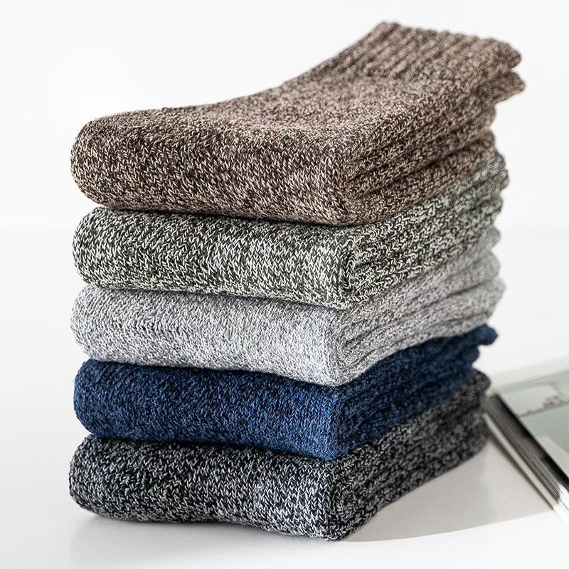 ถุงเท้าผ้าฝ้ายสีพื้นลายเรียบ 5 - Thermal Sock Winter บทวิจารณ์และราคา