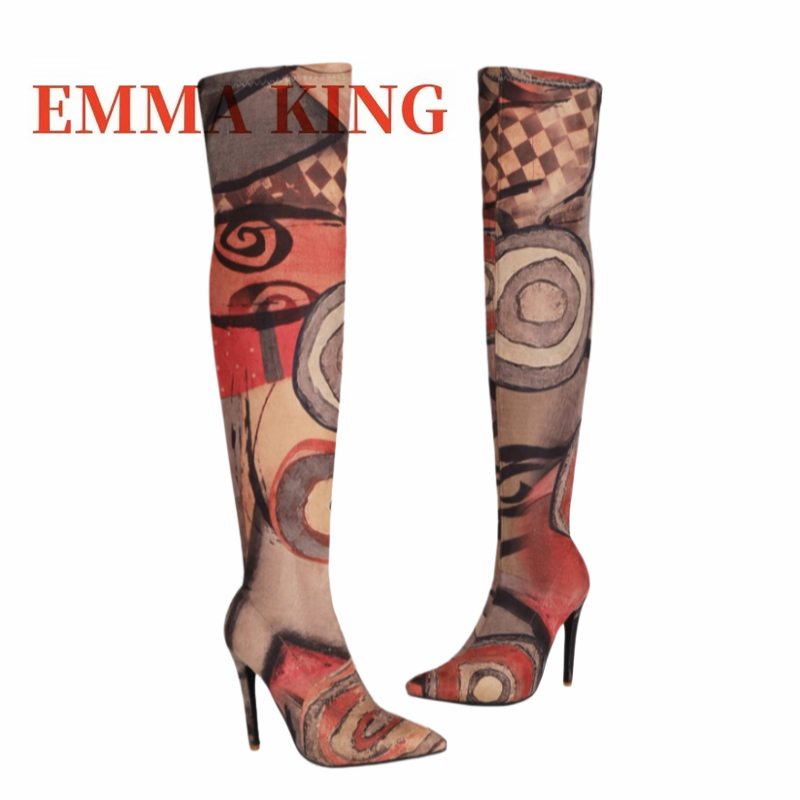 รองเท้าบูทส้นเข็มทรงสูงเหนือเข - Knee High Sock Women บทวิจารณ์และราคา