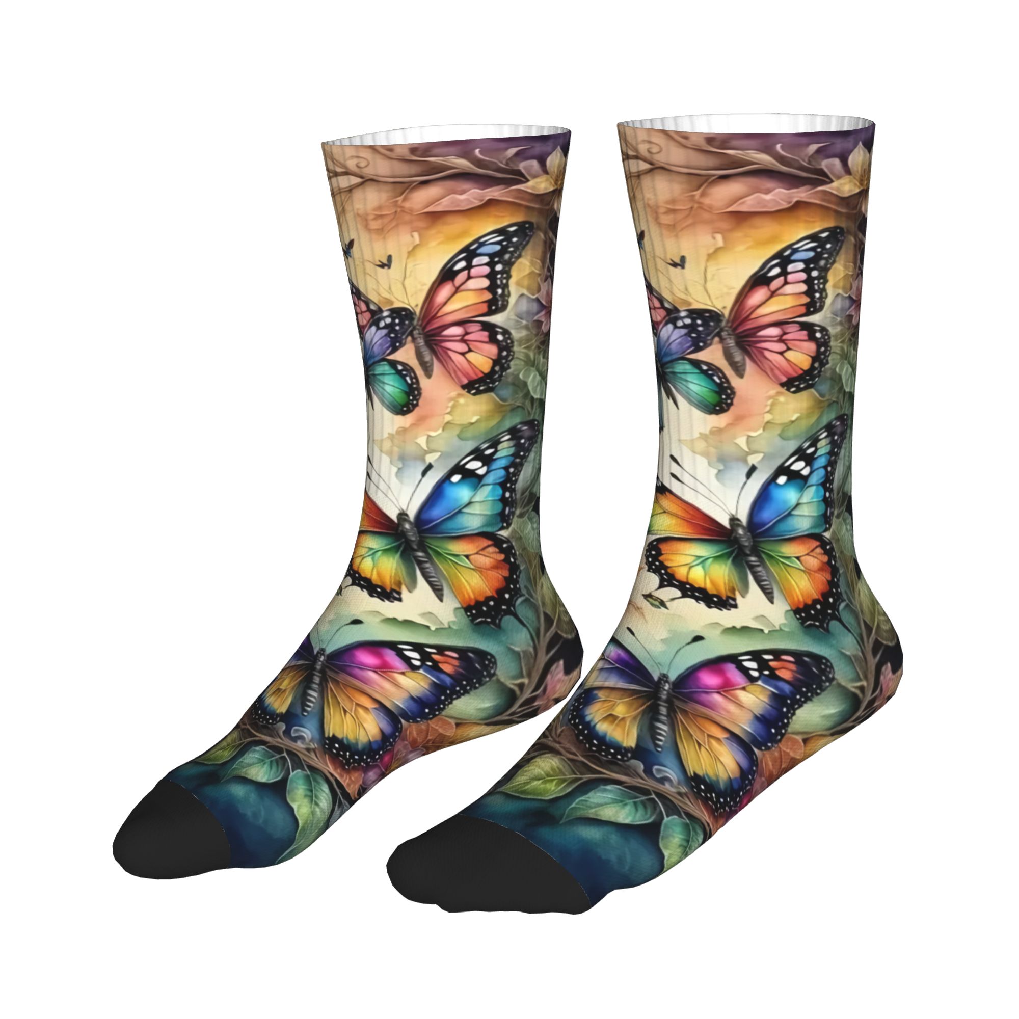ผีเสื้อและดอกไม้หลากสี ถุงเท้า - Dress Sock Men บทวิจารณ์และราคา