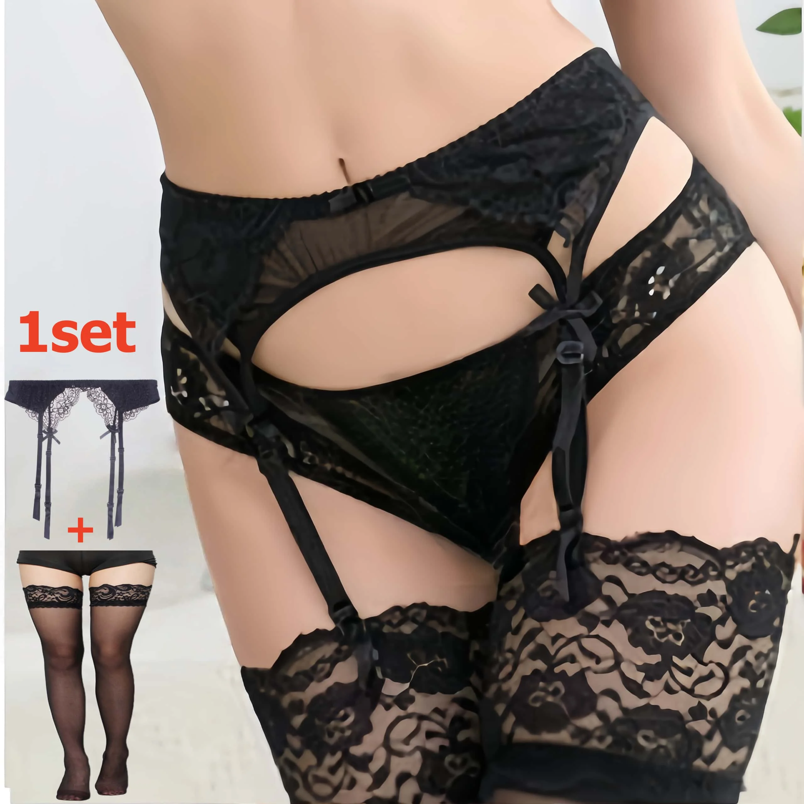 ชุดถุงน่องลูกไม้พร้อมสายรัดถุง - Tights Pantyhose Sheer บทวิจารณ์และราคา