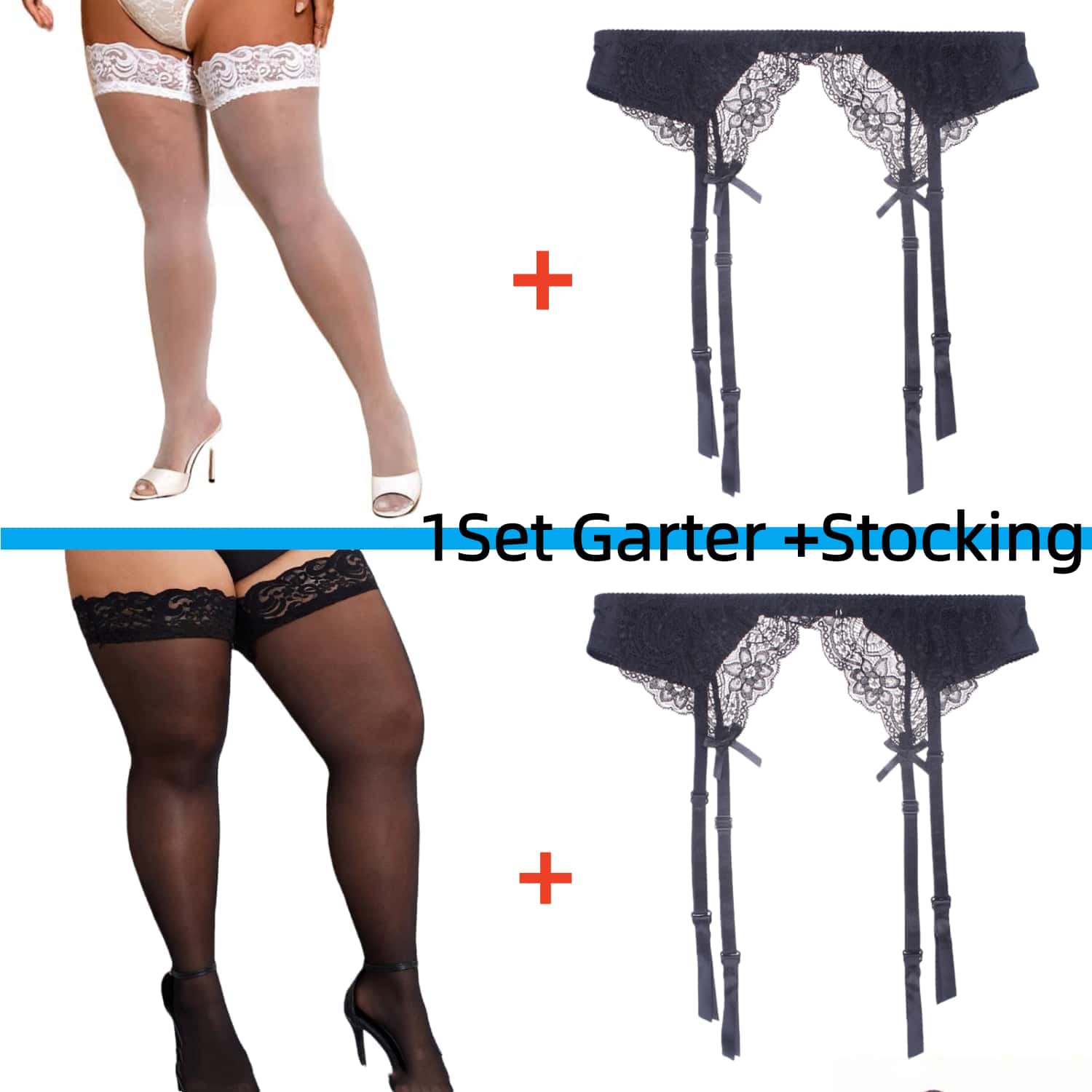 ชุดถุงน่องลูกไม้พร้อมสายรัดถุง - Tights Pantyhose Sheer บทวิจารณ์และราคา