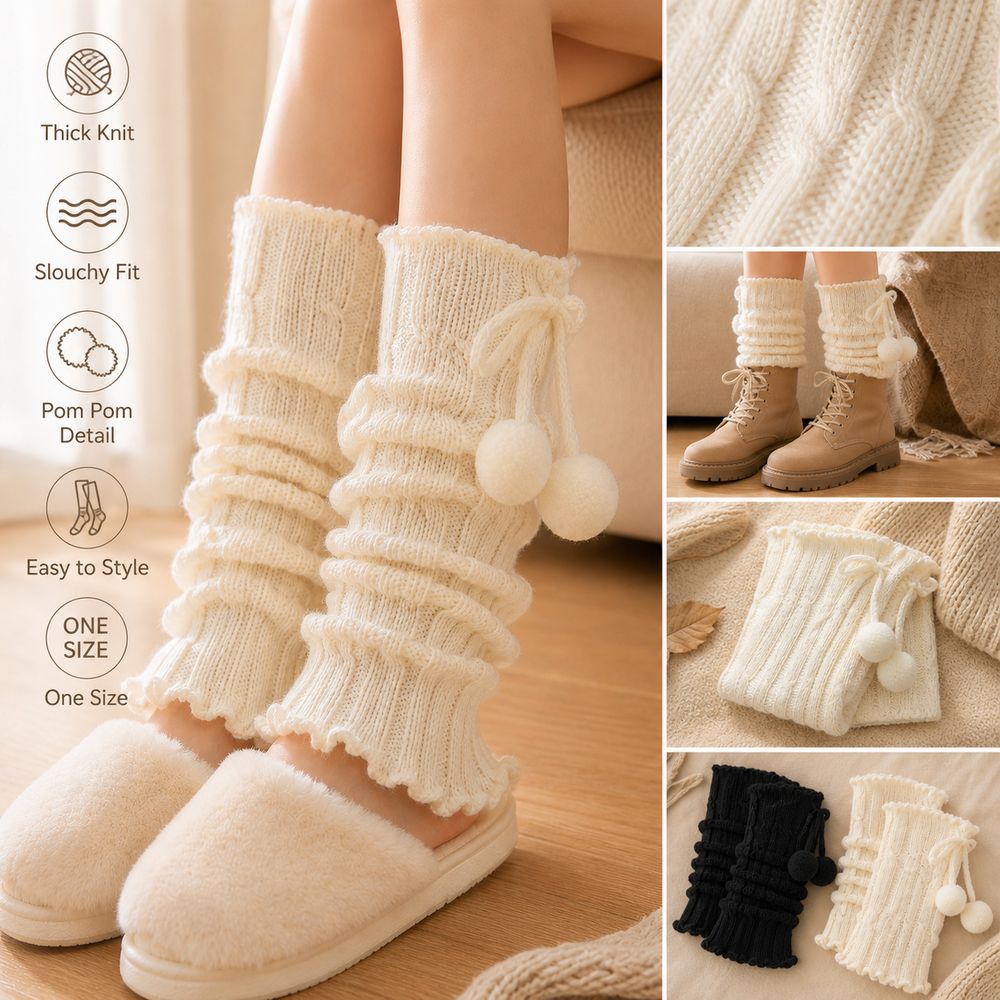 ปลอกขาไหมพรมถักลายเคเบิล ขอบระ - Boot Sock Slouchy บทวิจารณ์และราคา